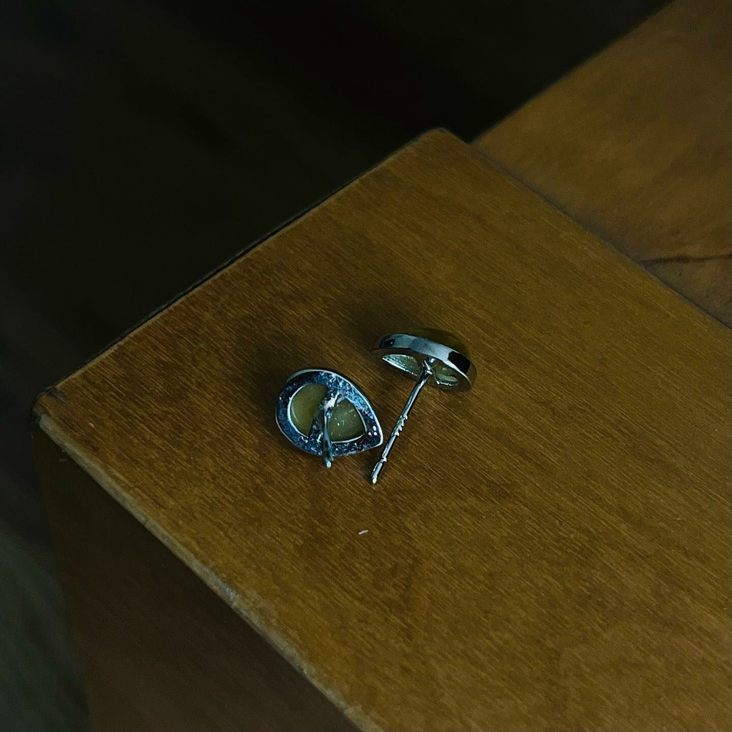 [原石] 玉化虎眼石 925銀耳環