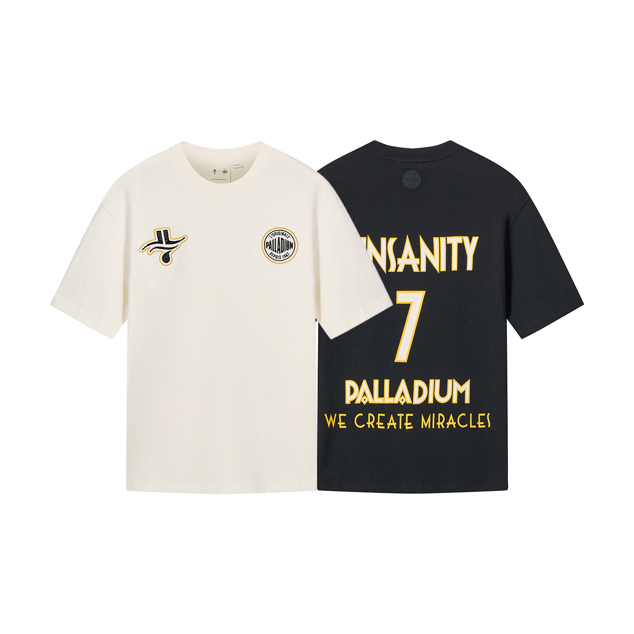 **特價商品售出無退換**男女款 PALLADIUM X JEREMY LIN 林書豪金色榮耀快閃聯名 鉛黑色 棉花糖色 小標 電繡 印花 復古7號短T【1010885】#PALLADIUMXJEREMYLIN