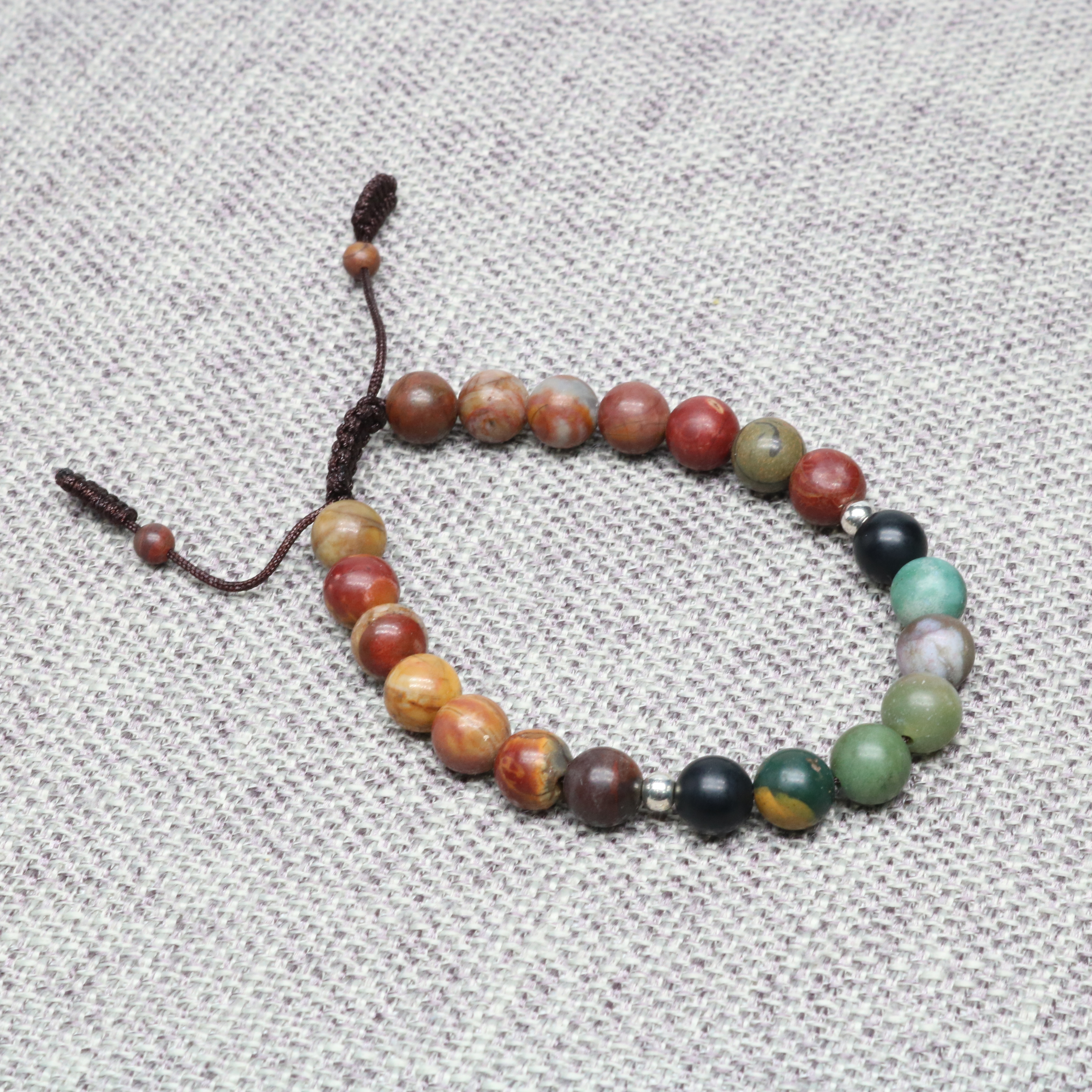 尼泊爾畢卡索碧玉,血石8.5mm 19/21顆 手串/車掛/飾品