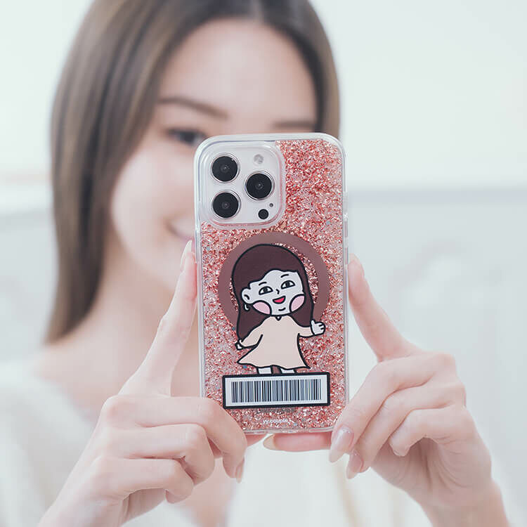 【插畫聯名】挖系小y say嗨 (MagSafe) 玫瑰金貝拉殼 - (訂製名字) iPhone客製化手機殼