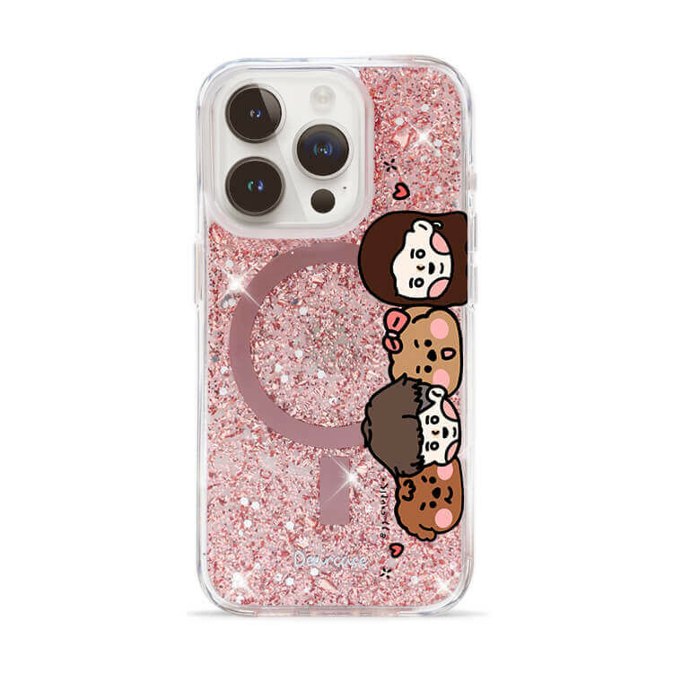 【插畫聯名】挖系小y 相親相愛 (MagSafe) 玫瑰金貝拉殼 - (訂製名字) iPhone客製化手機殼