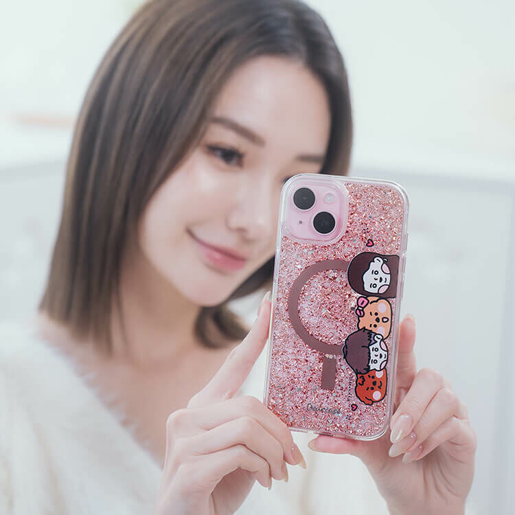 【插畫聯名】挖系小y 相親相愛 (MagSafe) 玫瑰金貝拉殼 - (訂製名字) iPhone客製化手機殼