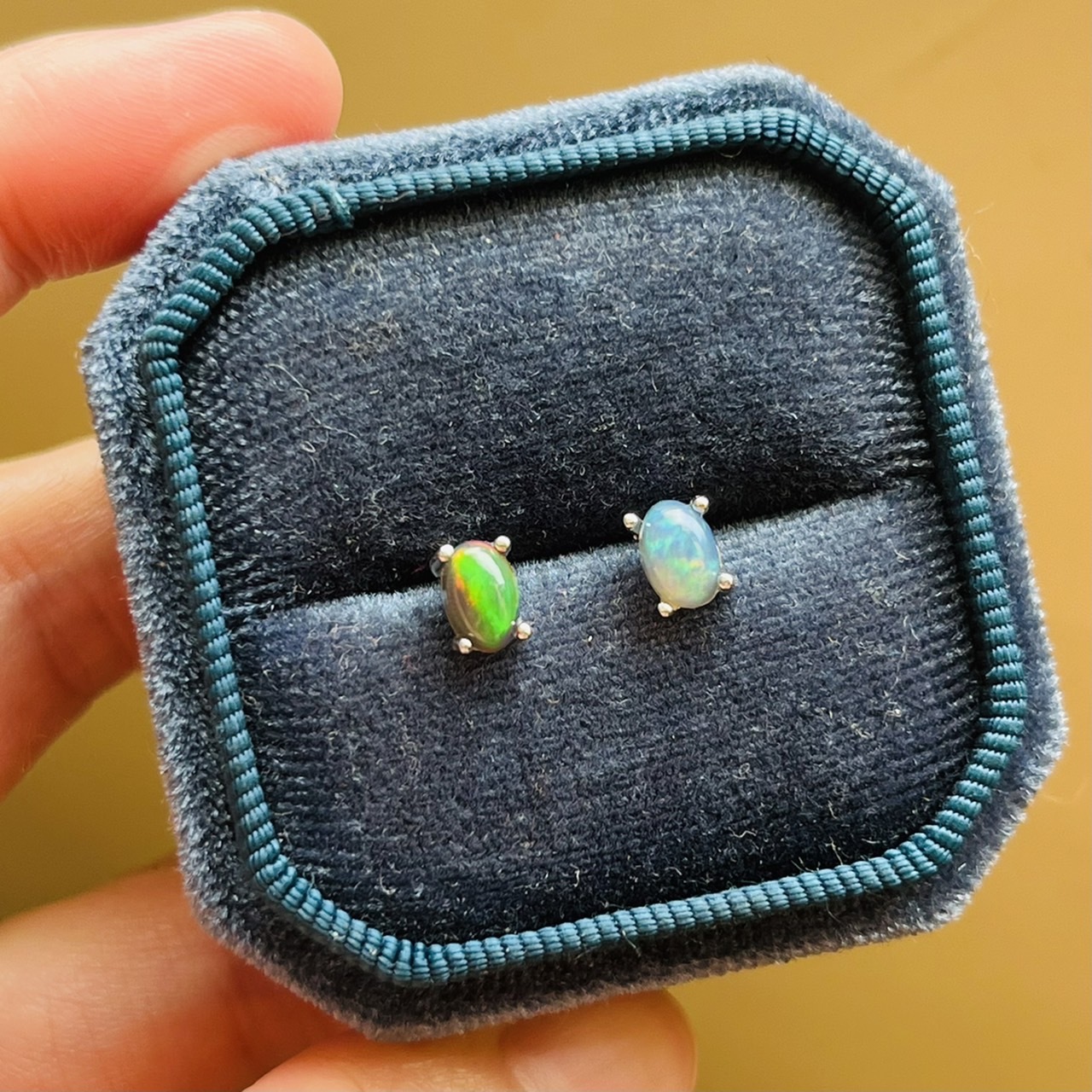 [原石] 衣索比亞 黑蛋白石 925銀耳環