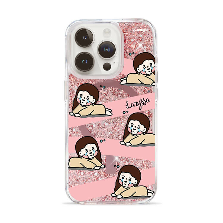 【插畫聯名】挖系小y 不許哭哭 (MagSafe) 玫瑰金貝拉殼 - (訂製名字) iPhone客製化手機殼