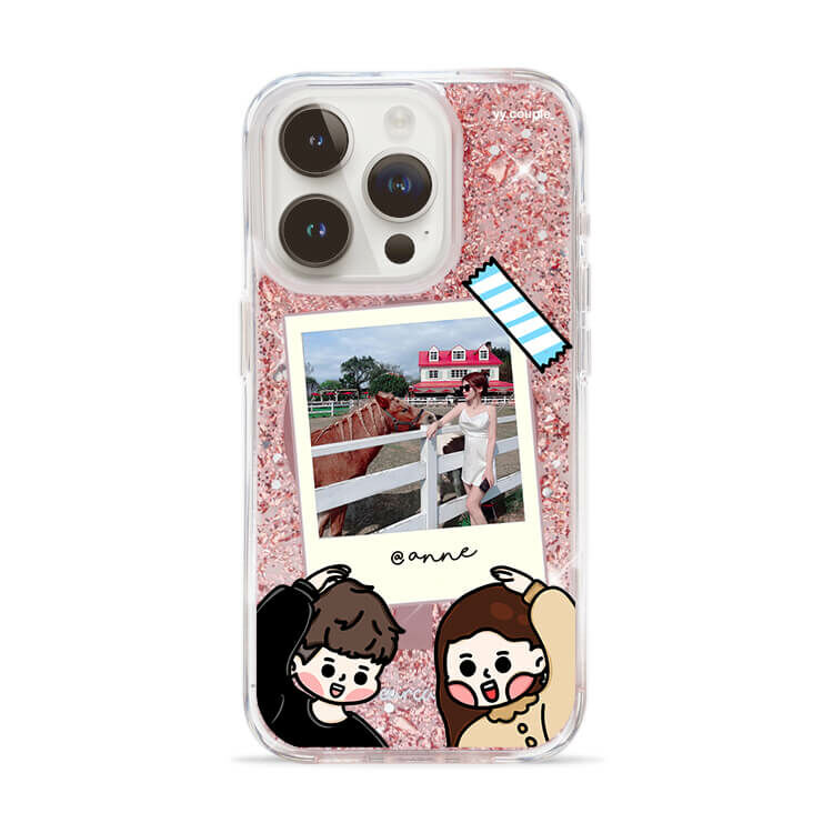 【插畫聯名】挖系小y 幸福情人 (MagSafe) 玫瑰金貝拉殼 - (訂製名字) iPhone客製化手機殼