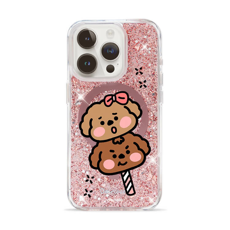 【插畫聯名】挖系小y 貴賓冰棒 (MagSafe) 玫瑰金貝拉殼 - (訂製名字) iPhone客製化手機殼