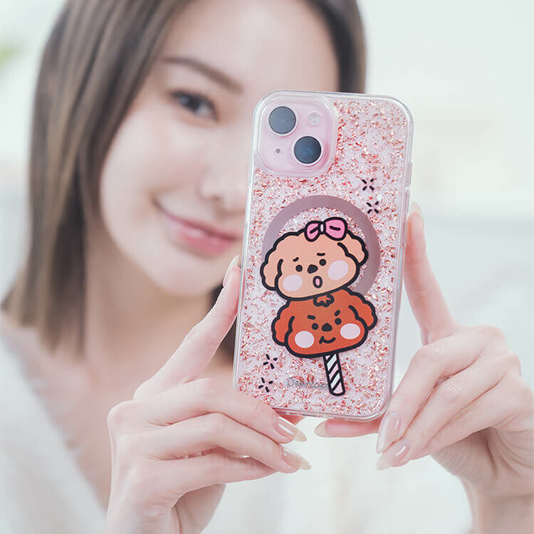 【插畫聯名】挖系小y 貴賓冰棒 (MagSafe) 玫瑰金貝拉殼 - (訂製名字) iPhone客製化手機殼