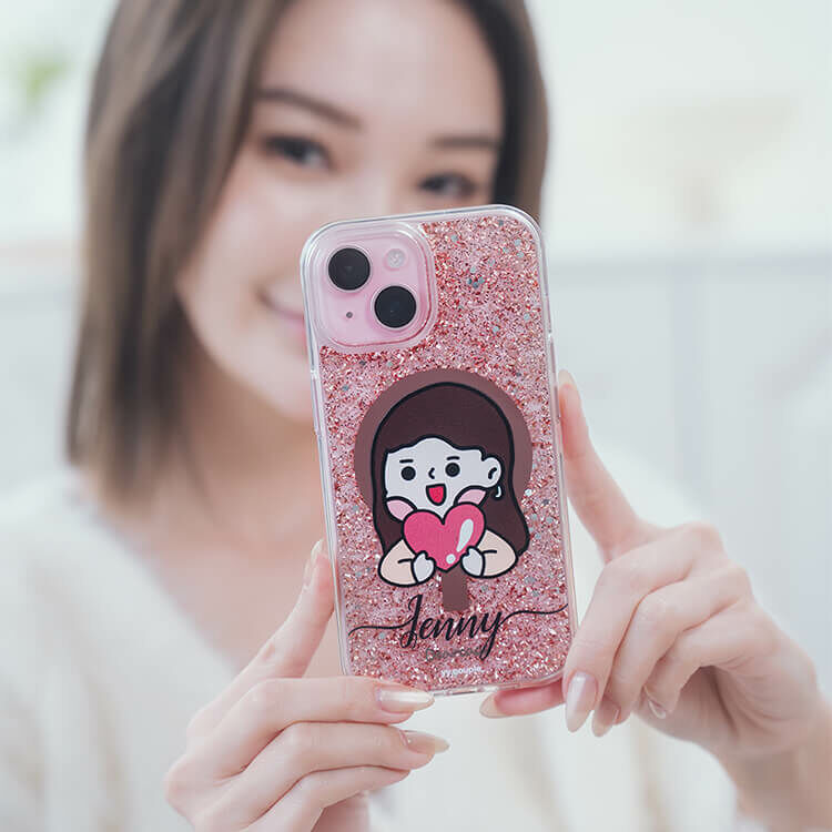 【插畫聯名】挖系小y (MagSafe) 玫瑰金貝拉殼 - (訂製名字) iPhone客製化手機殼