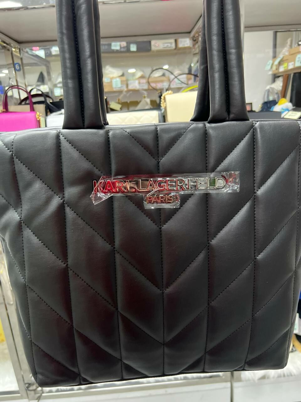 [S] KARL LAGERFELD PUFF TOTE WITH ZIPPER LARGE,BLACK, 196788770249 (SKL1054)