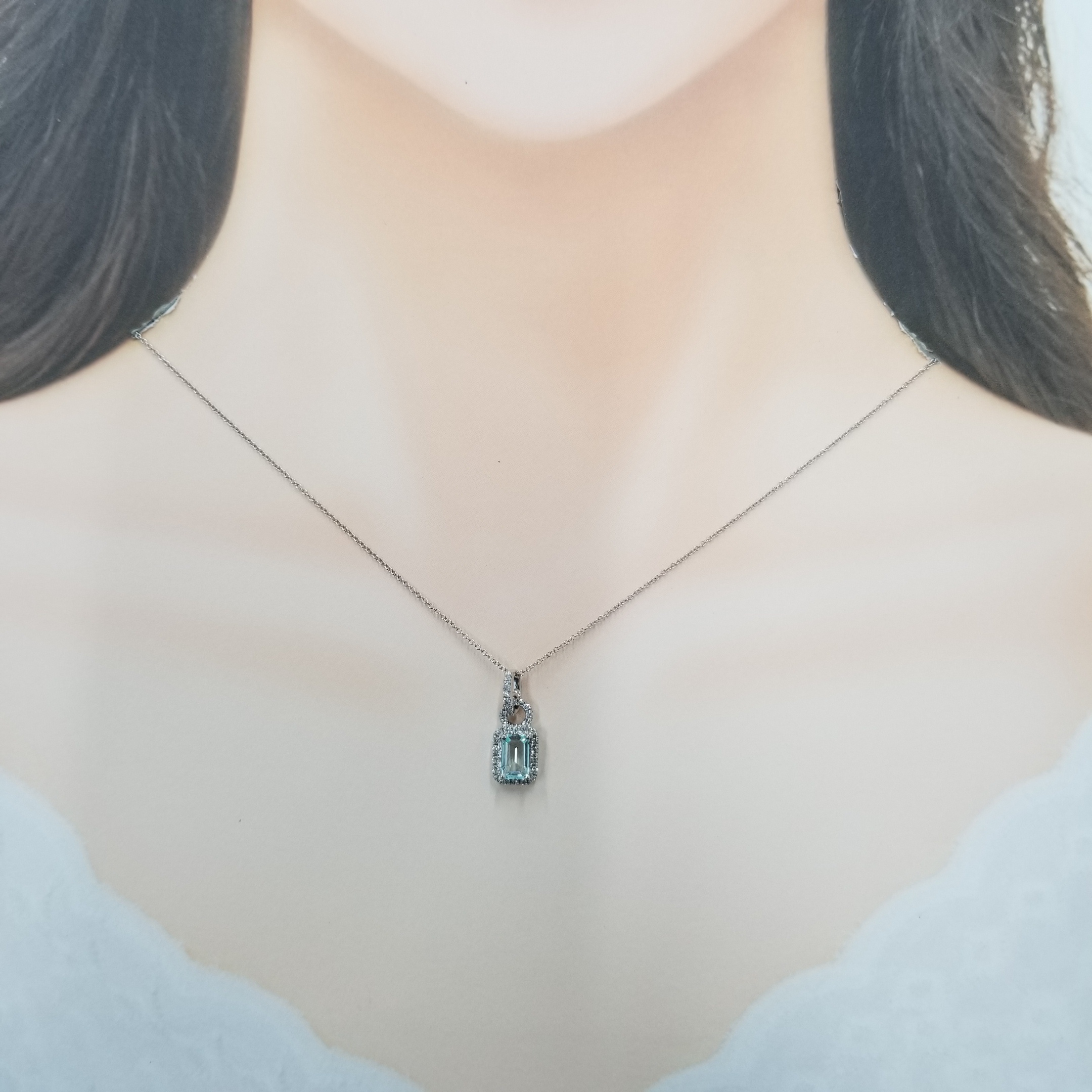 全新18K白金【單粒78份帕拉伊巴】配22份鑽石吊墜