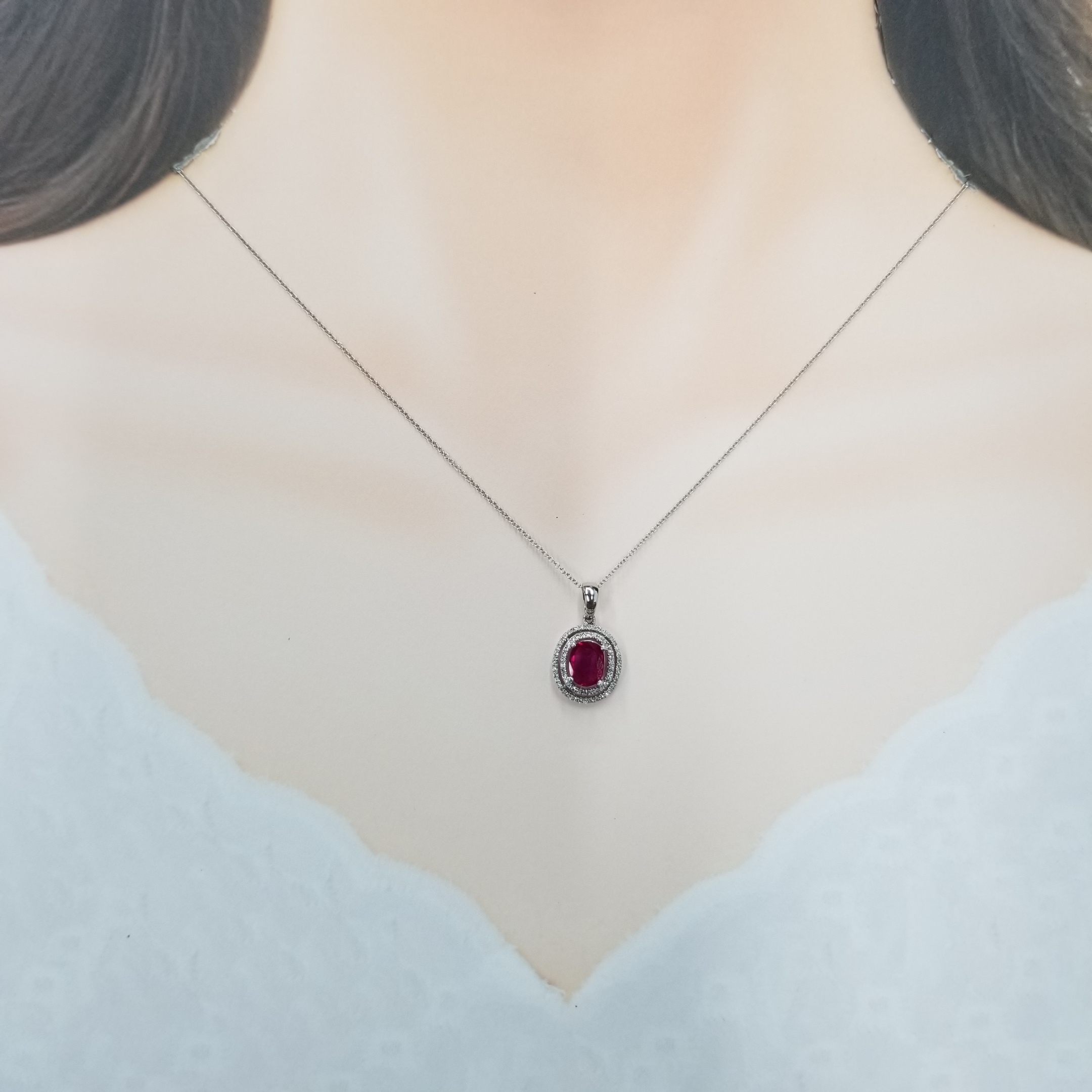 18K White Gold 1.04ct Ruby and Diamond Pendent