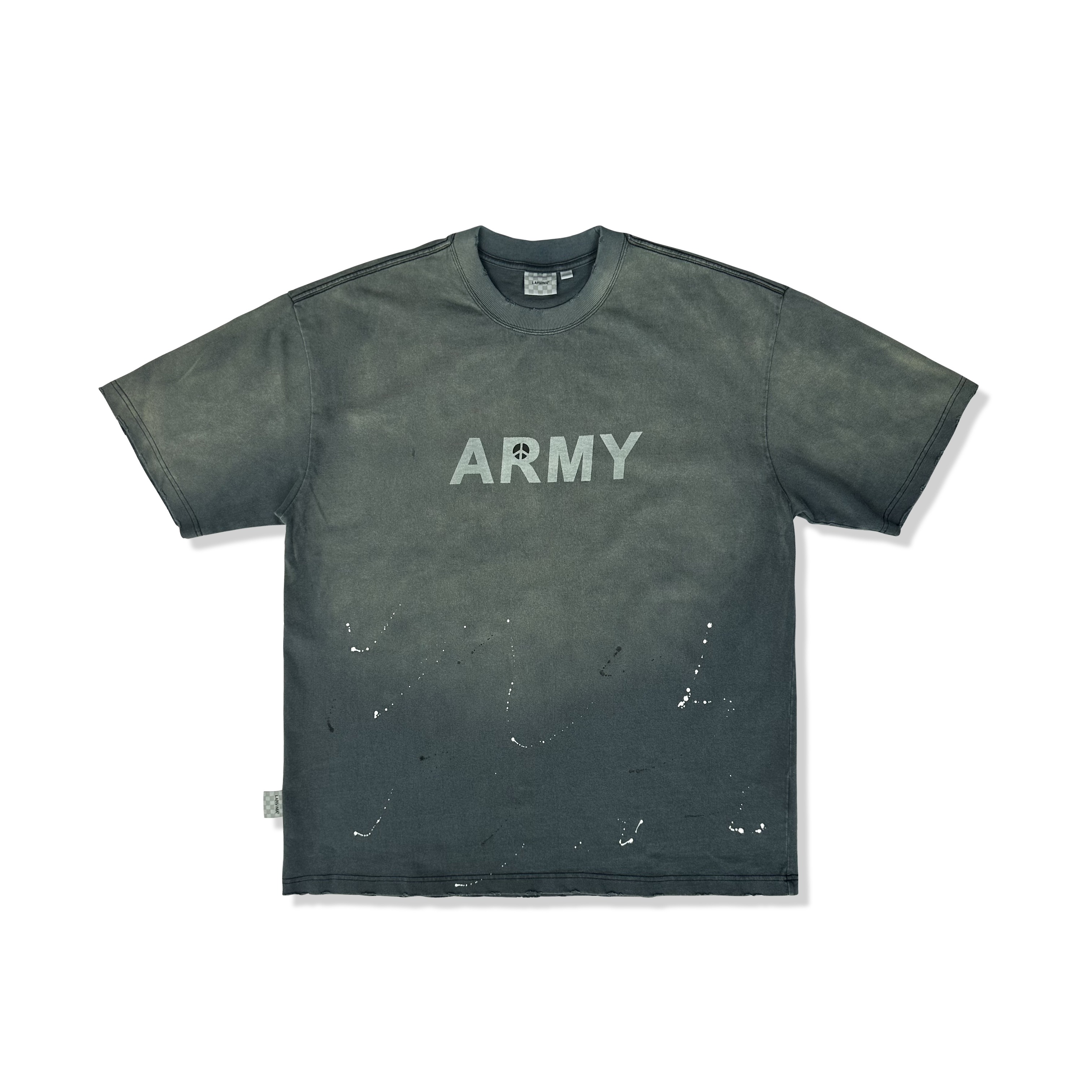 LAPRIMA 水洗做舊潑墨反戰主題Logo印花短Tee
