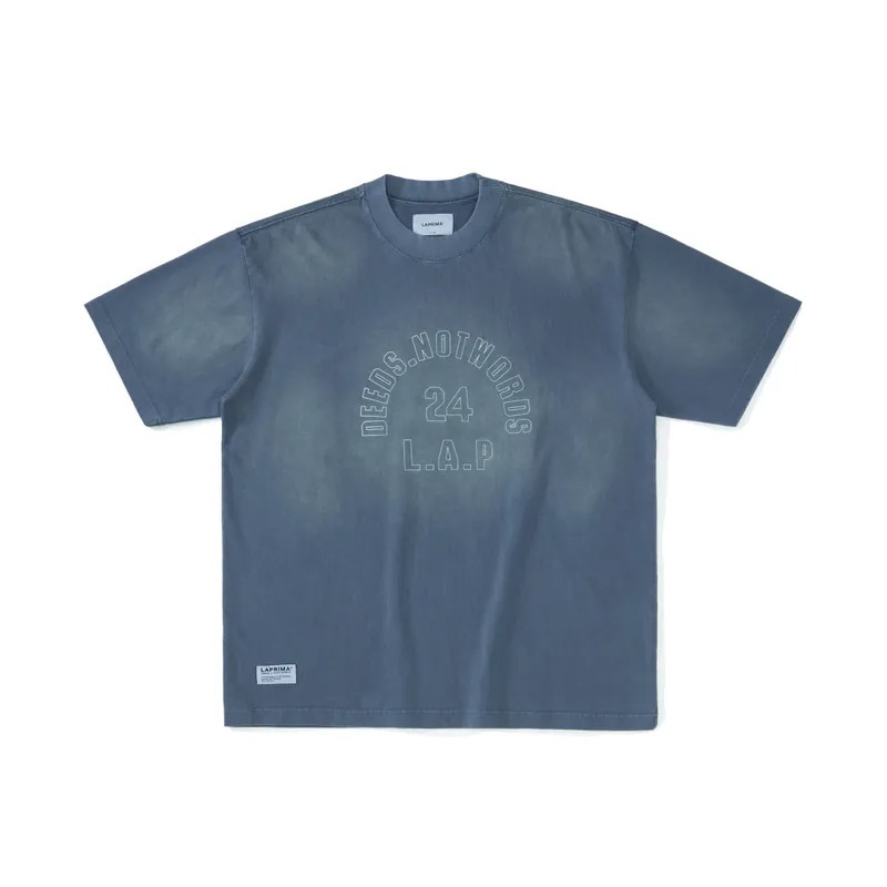 LAPRIMA 水洗做舊標語印花寬鬆短TEE