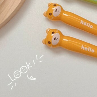 《4232》hello字母黃色小熊熊湯叉