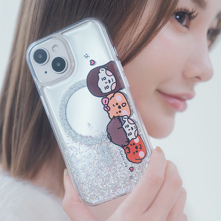 【插畫聯名】挖系小y 相親相愛 (MagSafe) 閃耀鏡面殼 - (訂製名字) iPhone客製化手機殼