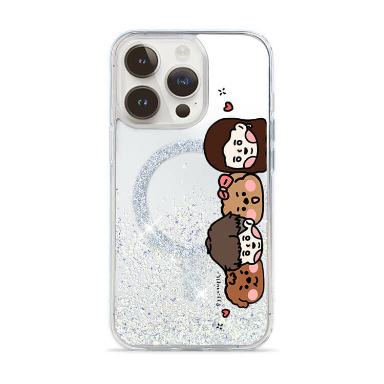 【插畫聯名】挖系小y 相親相愛 (MagSafe) 閃耀鏡面殼 - (訂製名字) iPhone客製化手機殼