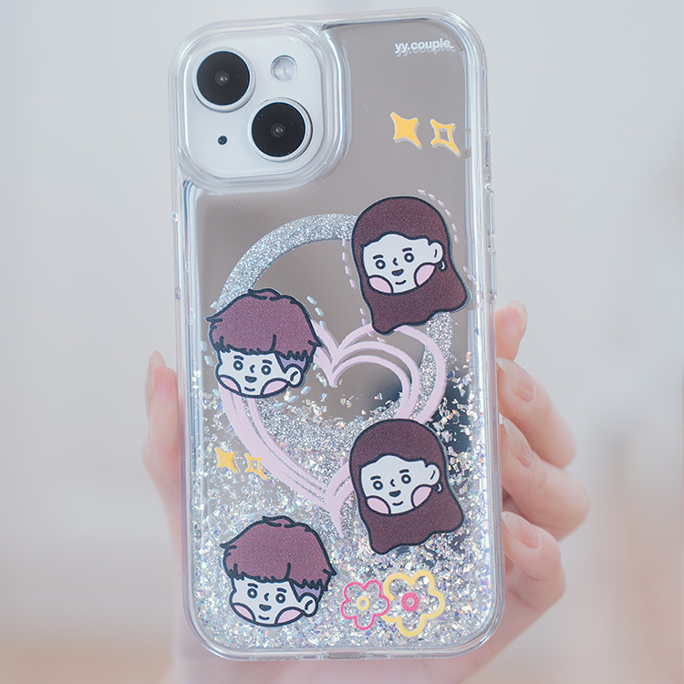 【插畫聯名】挖系小y 貪吃小y (MagSafe) 閃耀鏡面殼 - (訂製名字) iPhone客製化手機殼