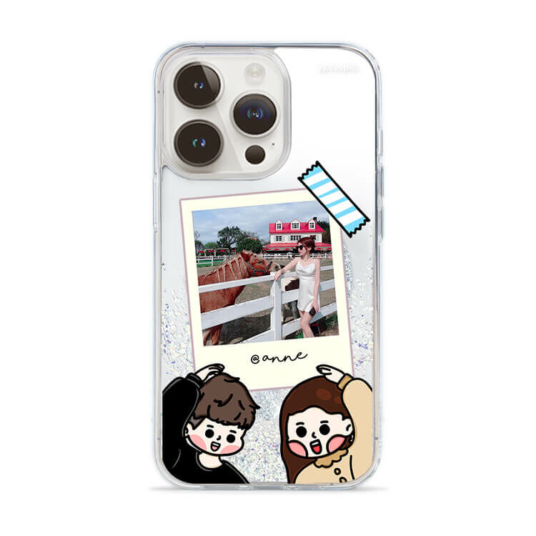 【插畫聯名】挖系小y 幸福情人 (MagSafe) 閃耀鏡面殼 - (訂製名字) iPhone客製化手機殼