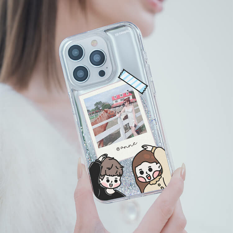 【插畫聯名】挖系小y 幸福情人 (MagSafe) 閃耀鏡面殼 - (訂製名字) iPhone客製化手機殼