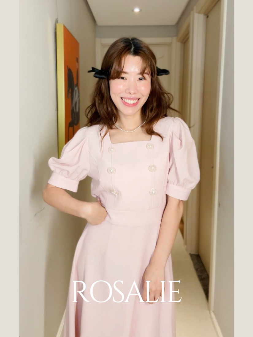 [現貨] Freya排釦公主袖A字洋裝 [ 2色 / Free ]