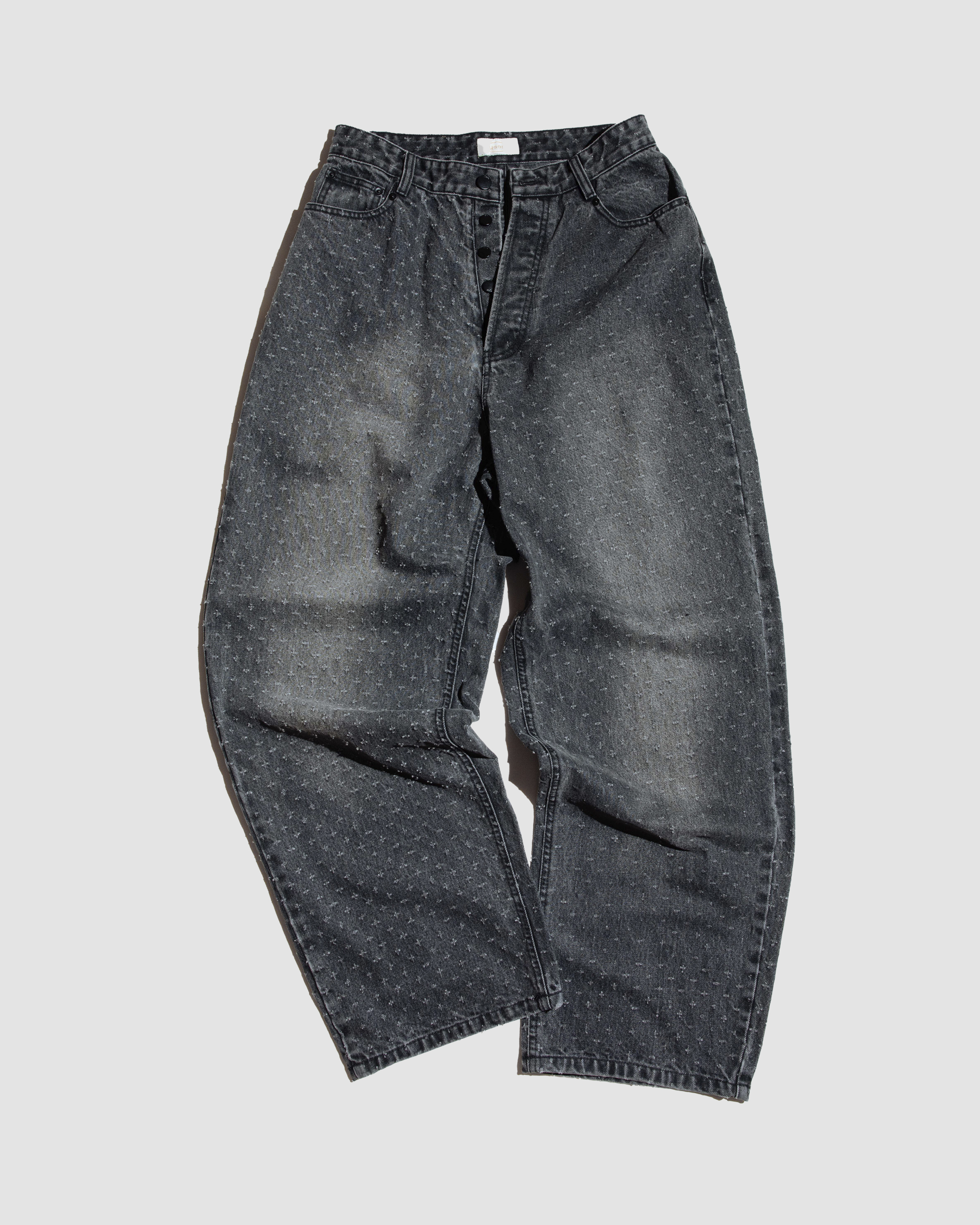 Whiskered Wide-Leg Baggy Jeans 2003 / Faded Black