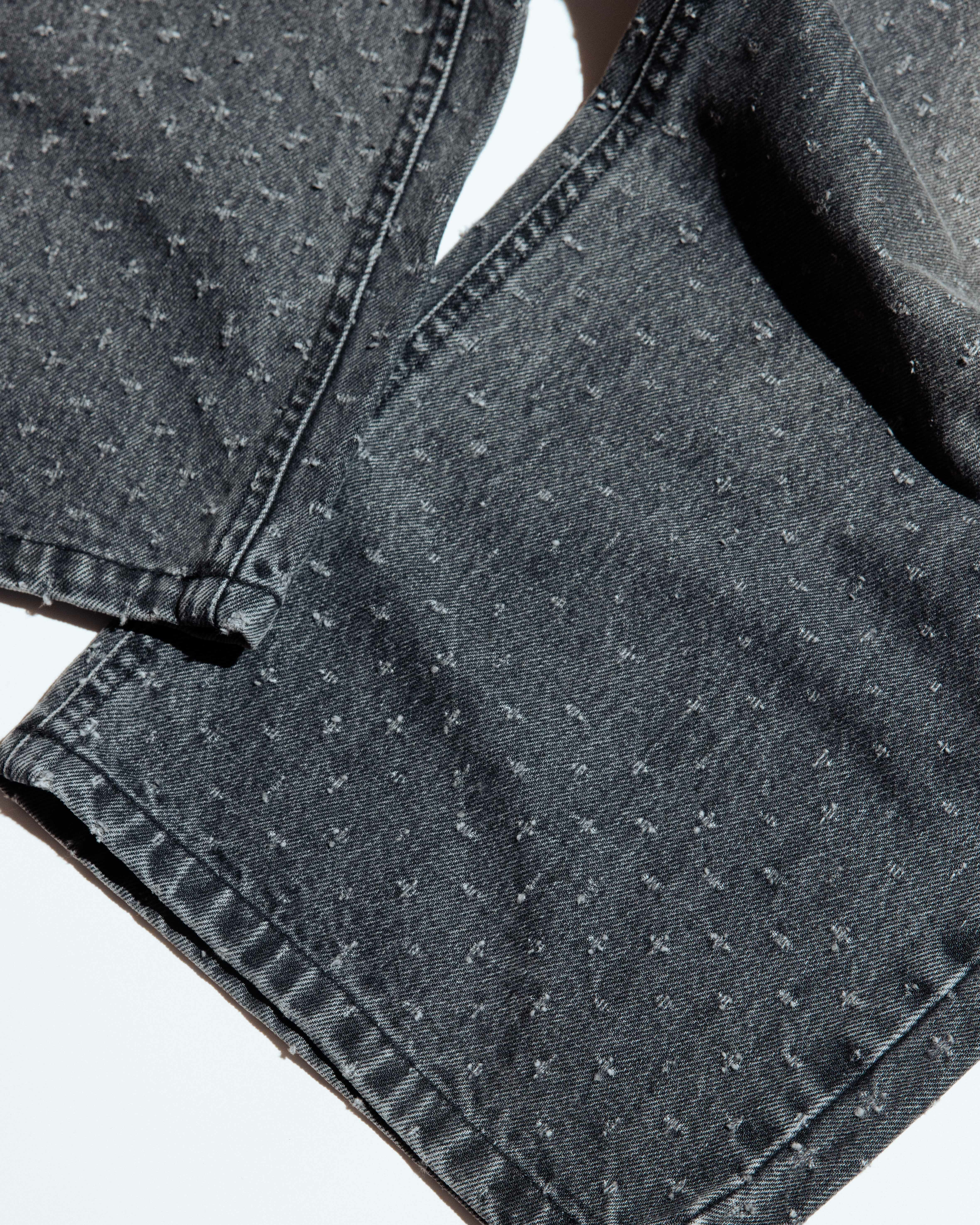 Whiskered Wide-Leg Baggy Jeans 2003 / Faded Black