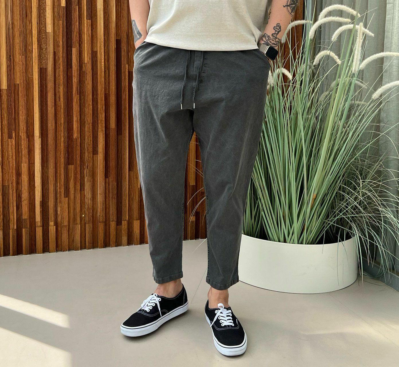 洗水淨色鬆身褲 PEACOCK-079P