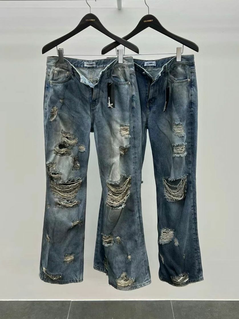 洗水破洞鬆身牛仔褲 LIL-022J