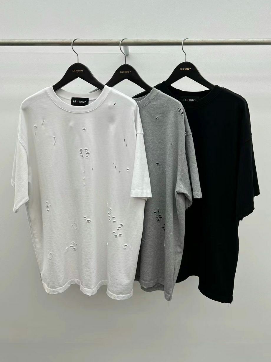 淨色破洞短袖Tee LIL-025T