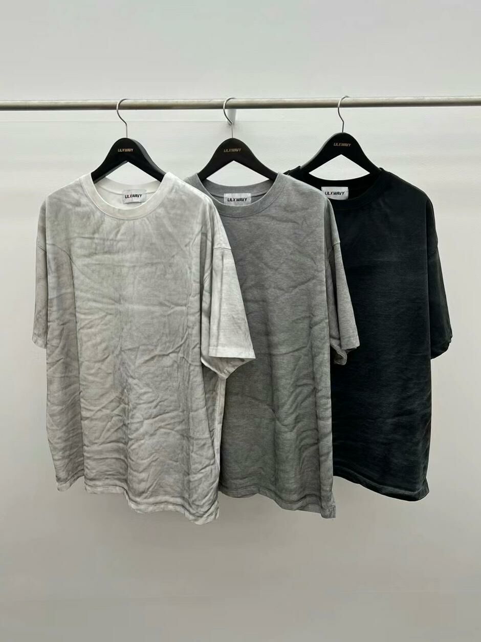 OverSize淨色仿污短袖Tee LIL-026T