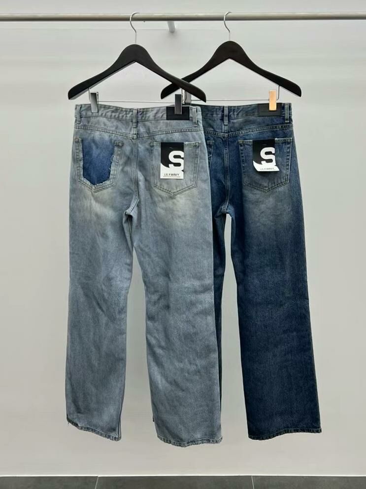 仿污破洞鬆身牛仔褲 LIL-029J