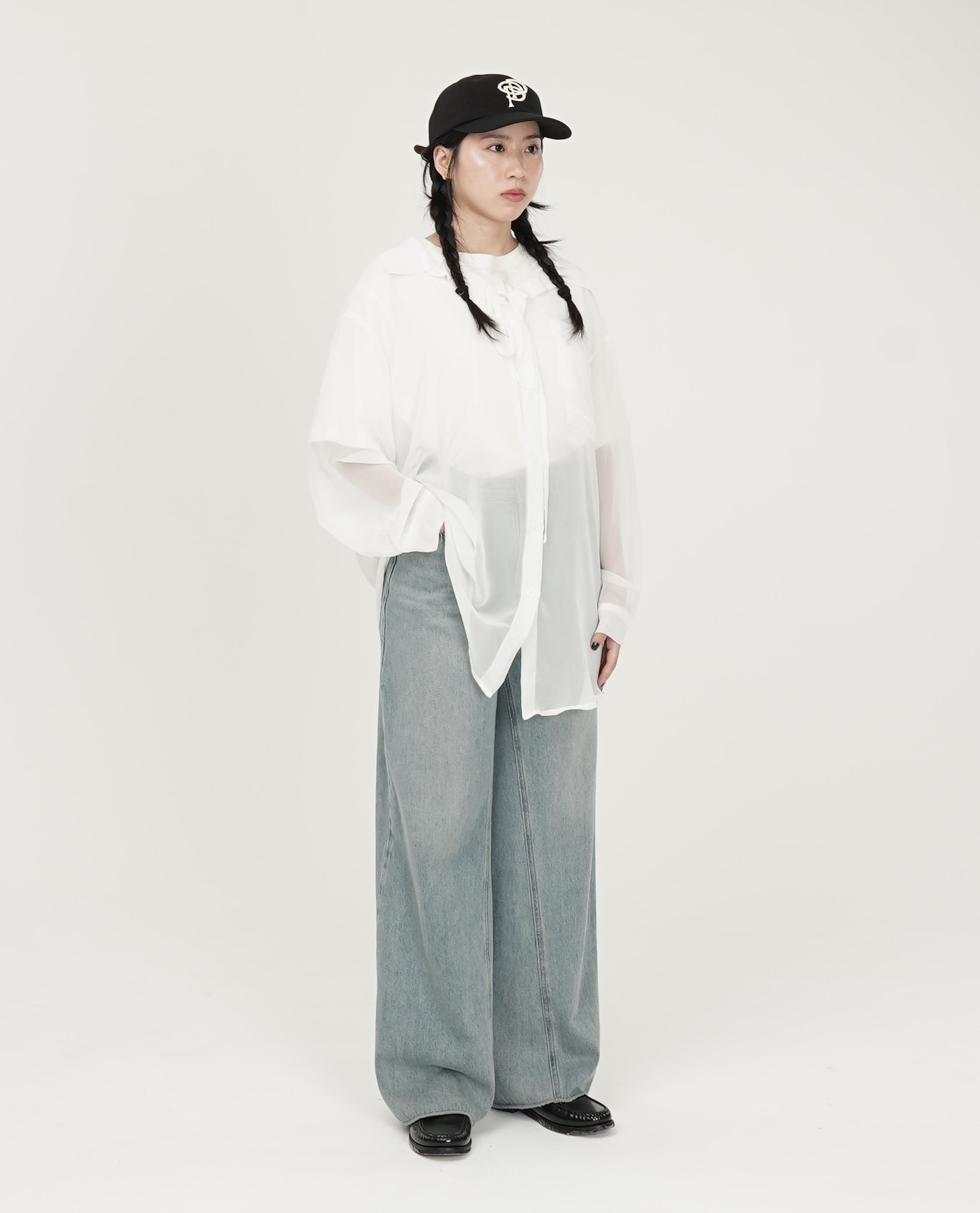 細綁繩半透襯衫