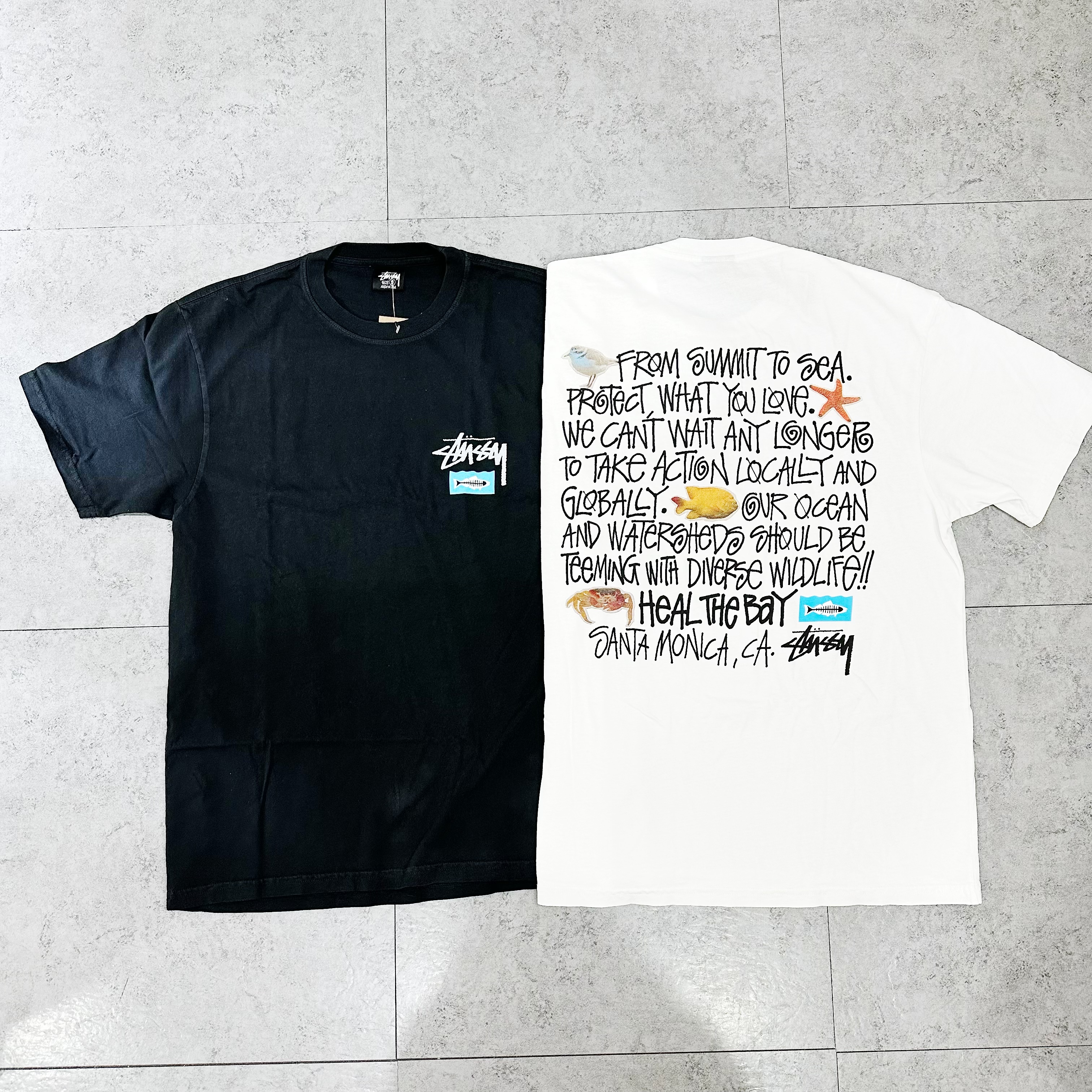 ★23SS★STUSSY X Heal the Bay Ocean Pigment Dyed Tee STUSSY HEAL THE BAY OCEAN PIGMENT DYED TEE BLACK - Stay Fresh