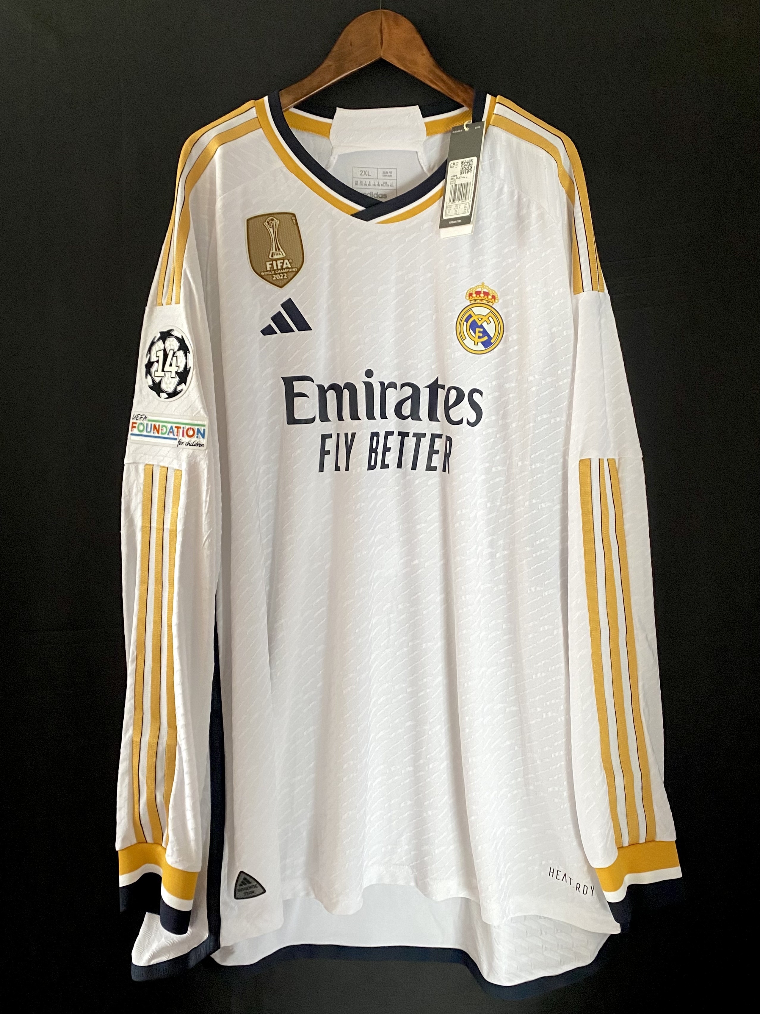 Real Madrid 2023-2024 Adidas Home L/S Authentic match shirt #5 BELLINGHAM