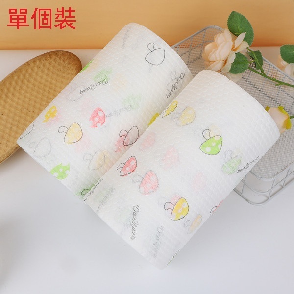 新款（單卷裝100片）廚房加厚不沾油乾濕兩用紙 懶人抹布（【印花】20*20*100片）