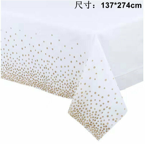 [Size: 137*274cm] (Color: white gold dots) Disposable table cloth |  Disposable tablecloths decorate the tablecloths 