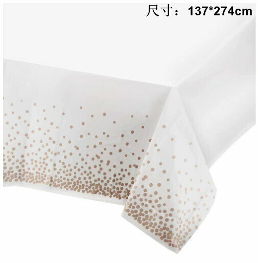 [Size: 137*274cm] (Single Packing) Disposable table cloth Gold powder rose gold polka dots 