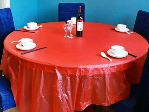 [30 sheets/transparent red] (160*160cm) disposable tablecloth, PE household tablecloth, disposable tablecloth 