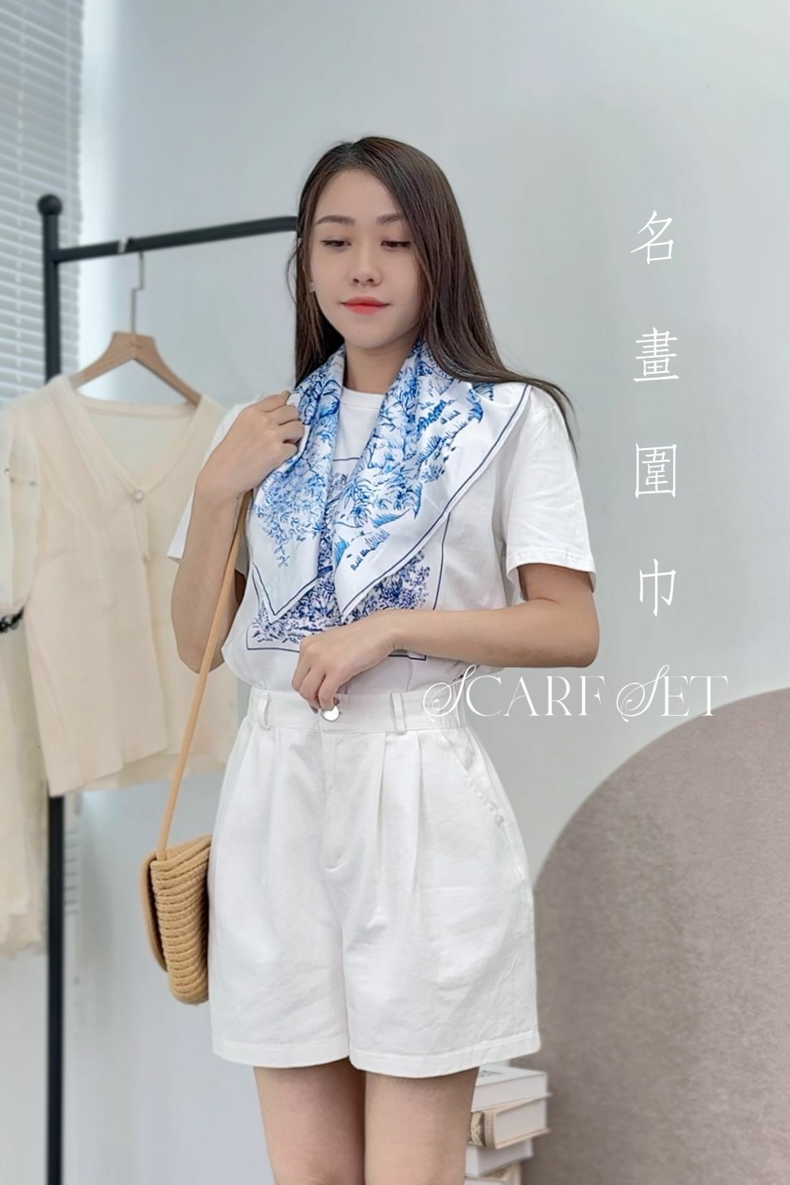 TOP#6063 🤍名畫圍巾tee