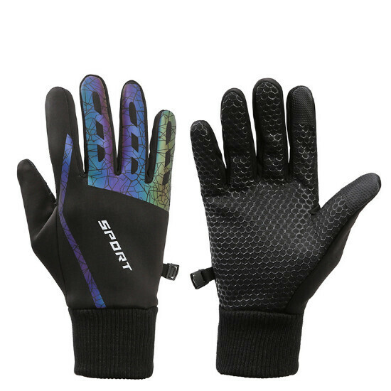 Men's Fleece Warm Gloves (Black-One-Size)