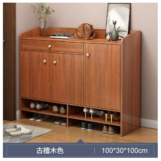New shoe cabinet entrance cabinet [ancient sandalwood single drawer three doors 100CM]