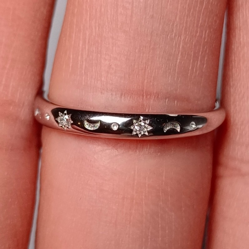 太陽月亮線戒(無主石款)空托