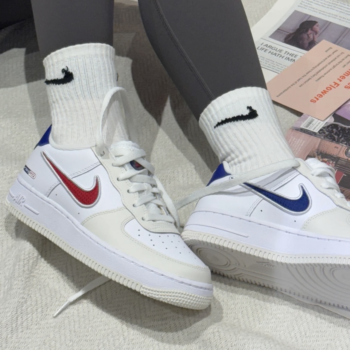 Nike Air Force 1 LV8 GS Since 1972 米白紅藍 鴛鴦 大童 女鞋