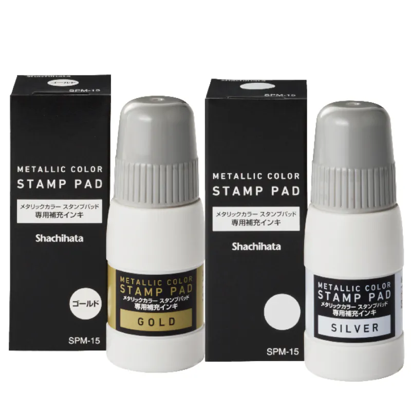 Metallic color stamp pad (Gold/Silver) refill / Shachihata / JAPAN