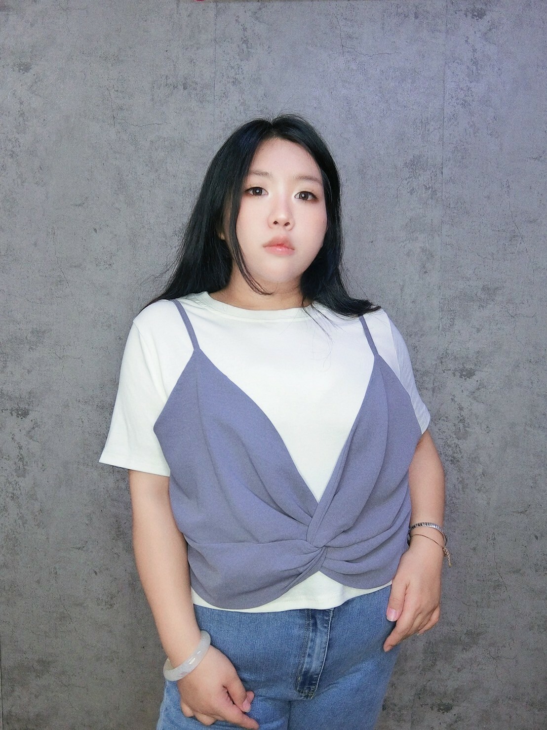 扭結背心假兩件上衣