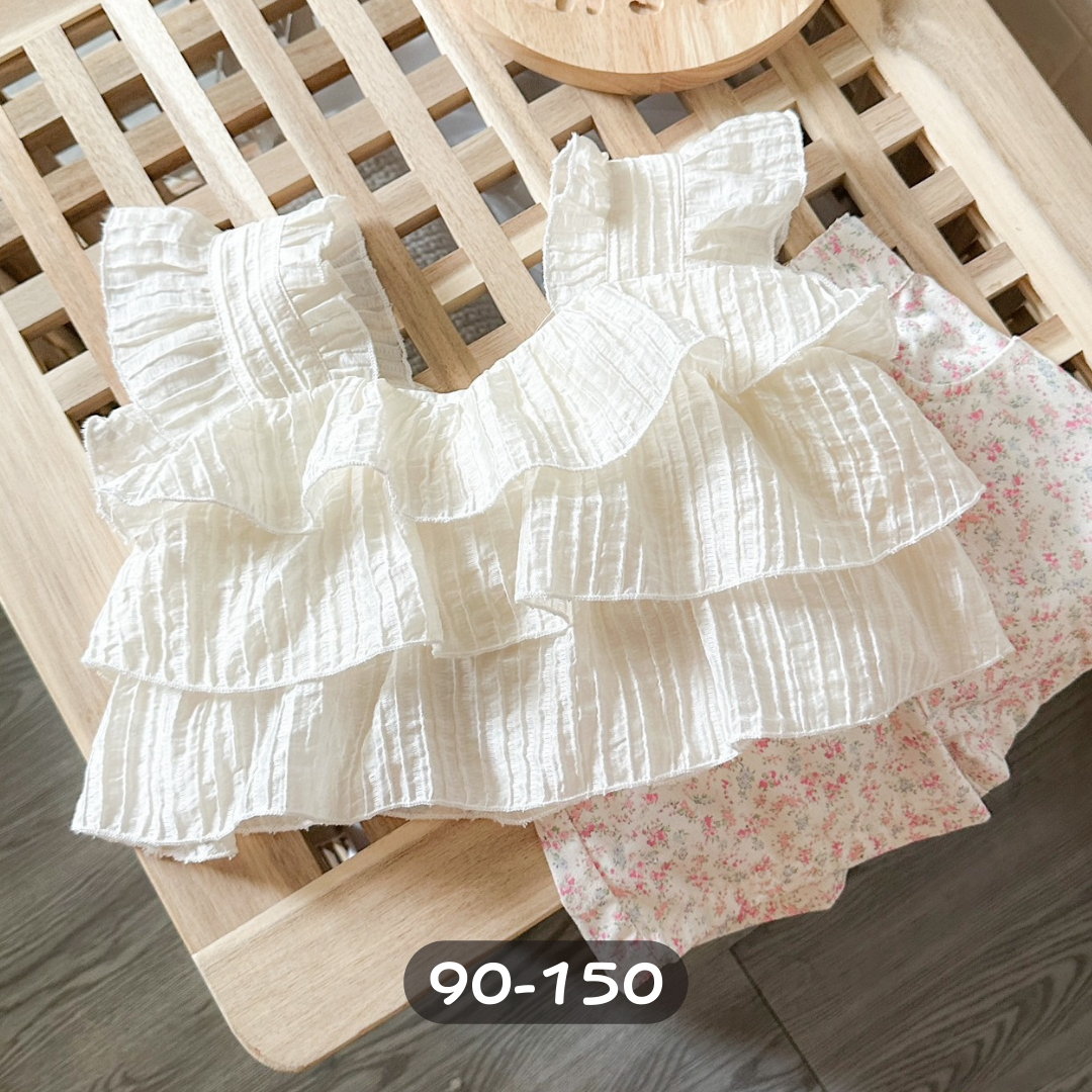 【限量】米色短版雪紡蛋糕背心