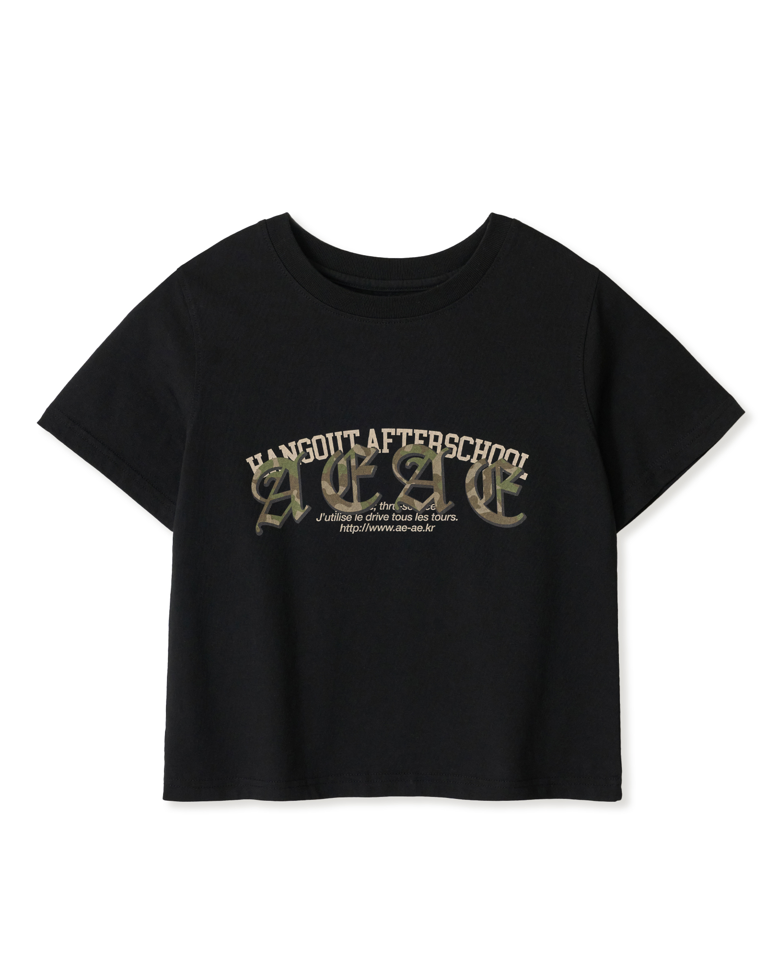 [aeae] LAYERED GOTHIC LOGO CROP T-SHIRTS