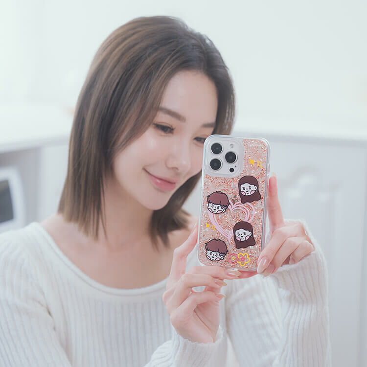 【插畫聯名】挖系小y 飄移小y 玫瑰金貝拉殼 - (訂製名字) iPhone客製化手機殼