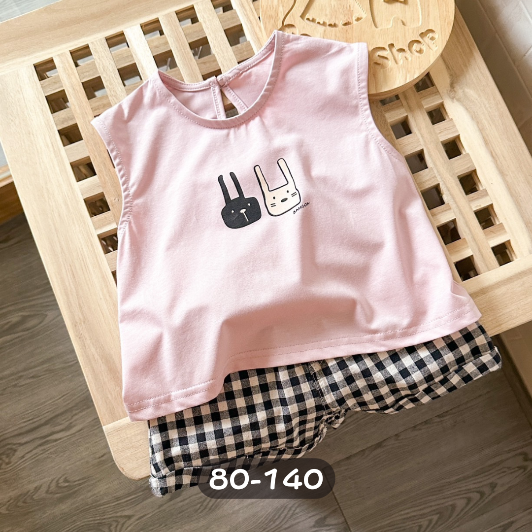 【限量】粉色2隻兔短袖上衣