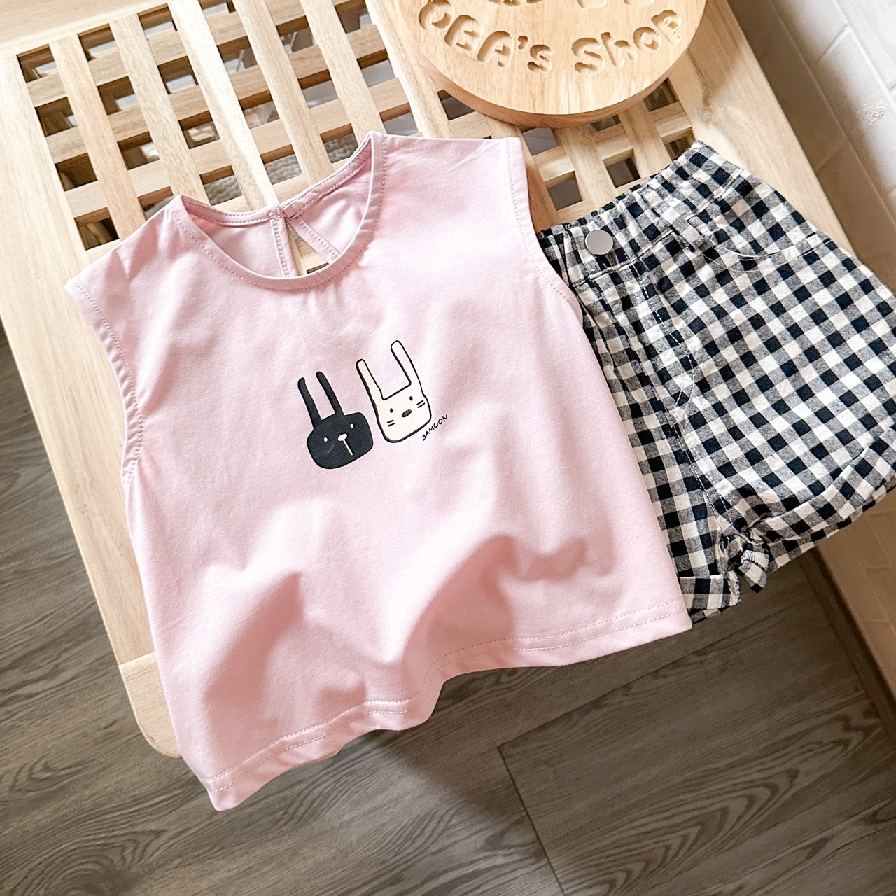 【限量】粉色2隻兔短袖上衣